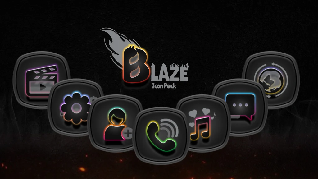 Blaze Dark moder icon pack with gradients